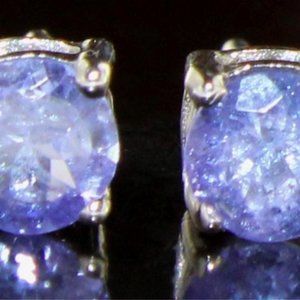Natural 1.00 ct Round Tanzanite Stud Earrings